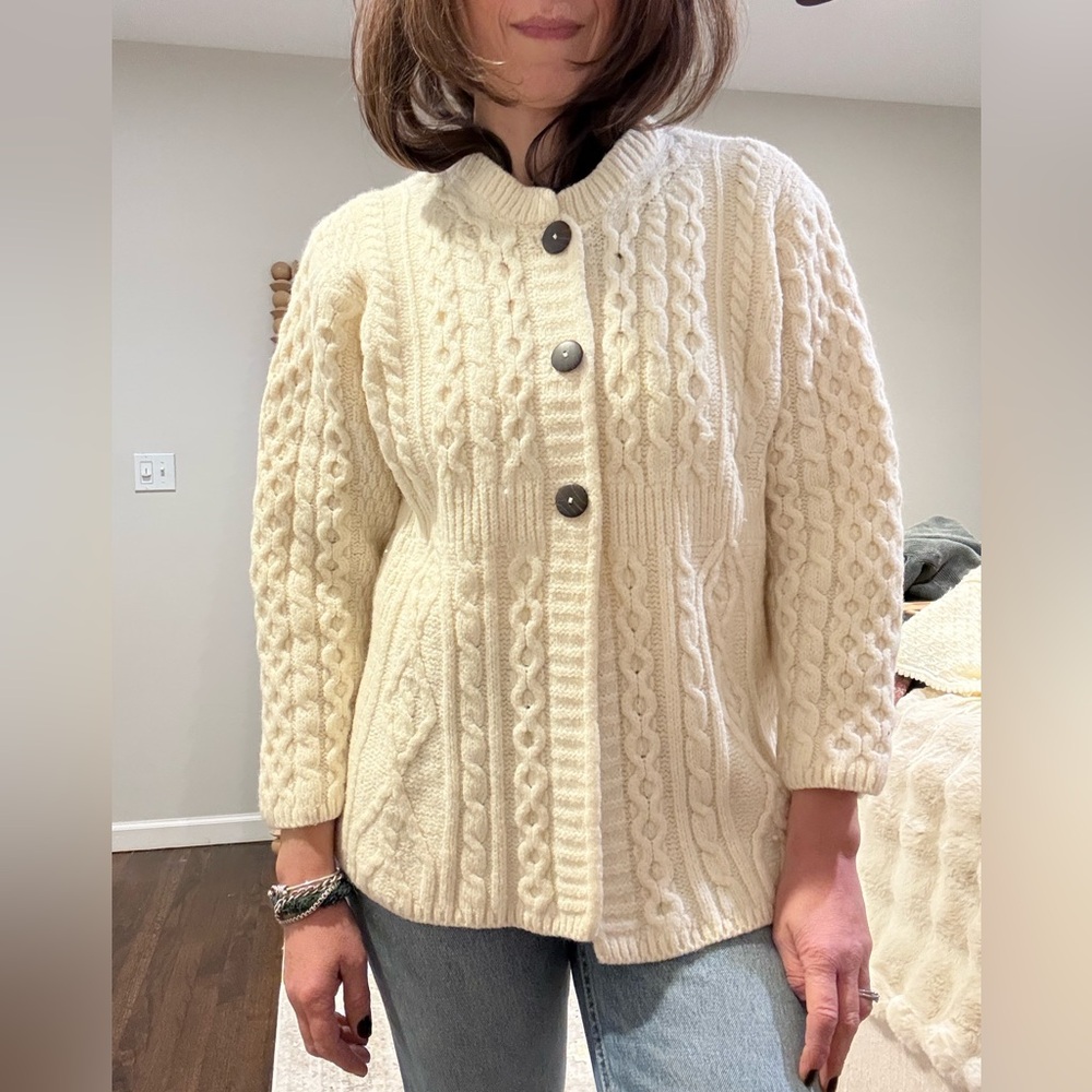 Shannon Irish Wool Cream Cardigan Sweater